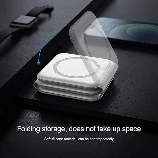 3 in 1 Magnetic Foldable MagSafe Compatible Wireless Charger for iPhone 15 - 12|Android Devices|Apple watch all series And Airpods