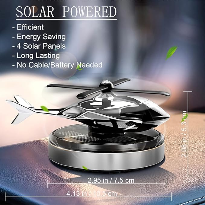 Solar Powered Helicopter Air Freshener with Fragrance for car Dashboard