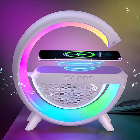 G Speaker / Wireless Charger - 5 in 1 Multi-Function Bluetooth, Aux and MicroSD Speaker With Wireless Charging and RGB Lights (G Speaker)